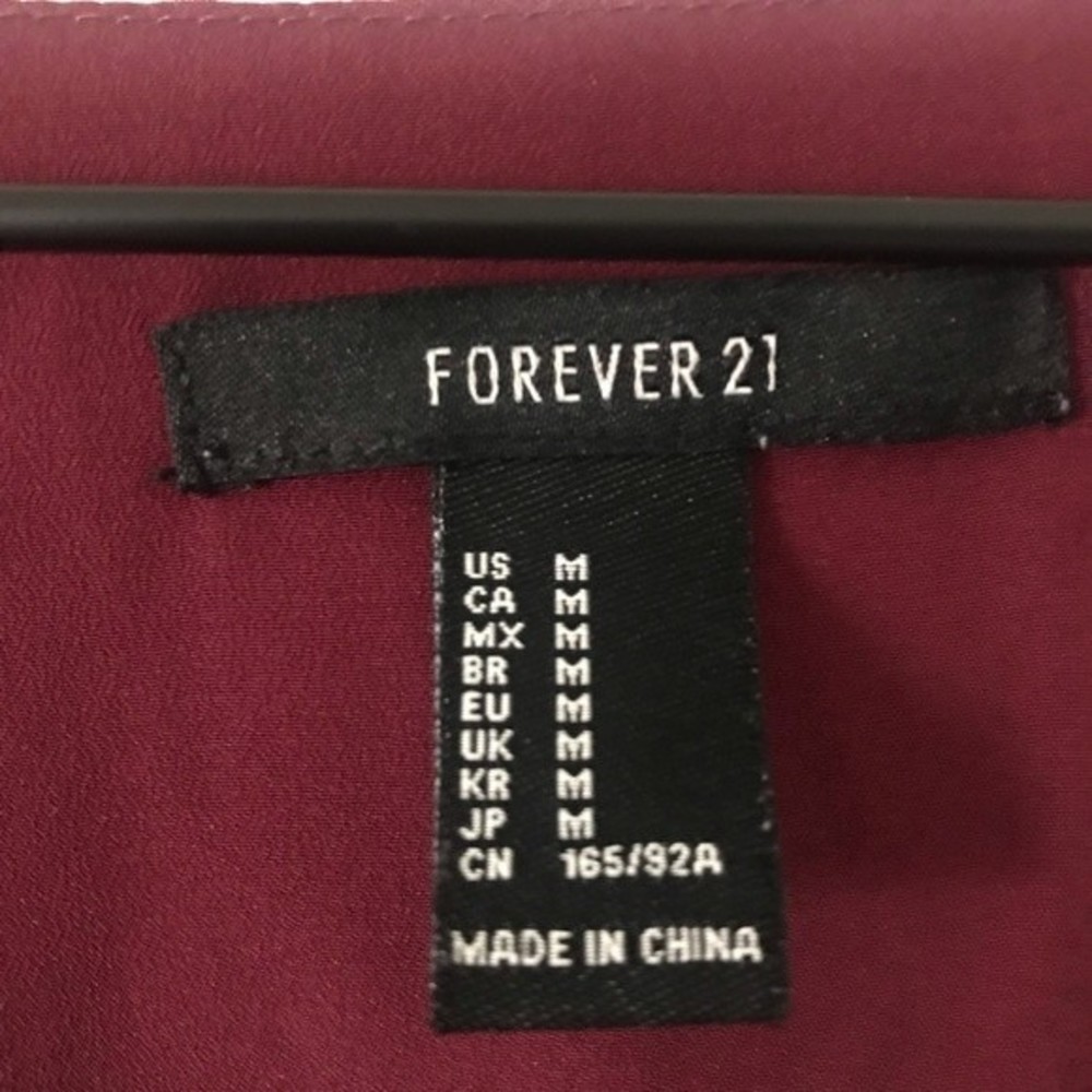 Forever 21 Burgundy Red V-neck Empire Waist Dress - Size Medium - Picture 3 of 5